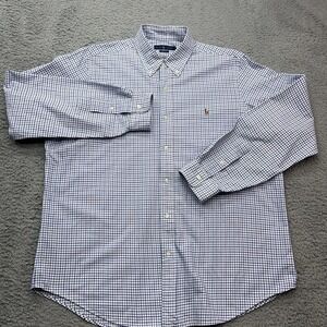 Polo Ralph Lauren Oxford Shirt Mens XL Flesh Pony White Graph Check Preppy‎